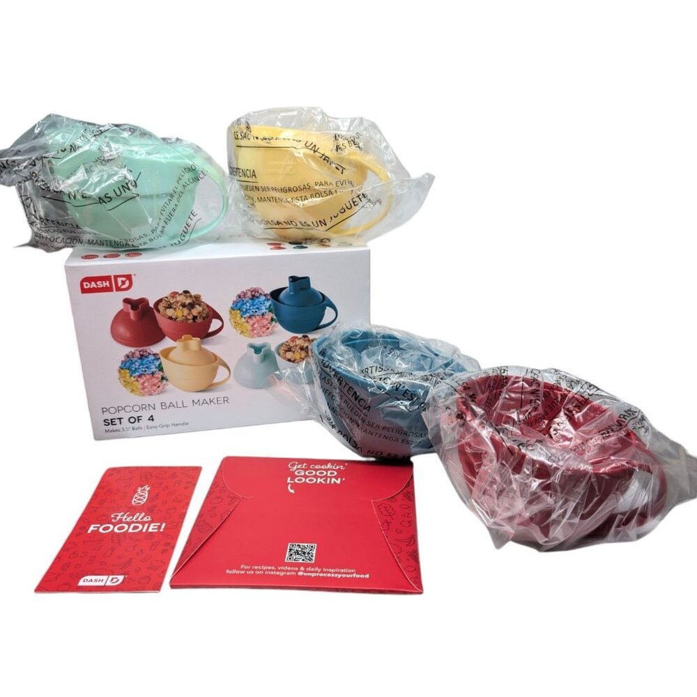 Dash Popcorn Ball Maker Set of 4 Dishwasher Microwave Safe Makes 3.5" Balls